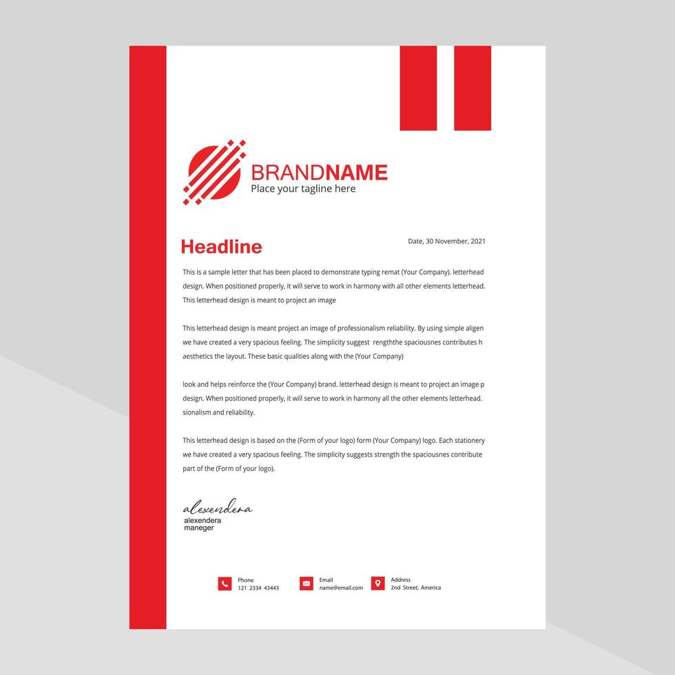 creative letterhead mockup in red colour vector