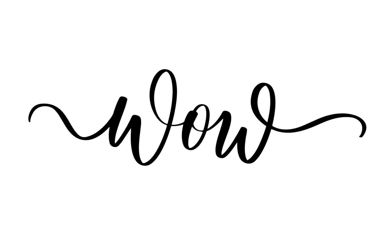 Wow. Simple brush lettering logo, hand sketched card, lettering sign. For menu, social media, Invitation, banner, postcard, posters. vector