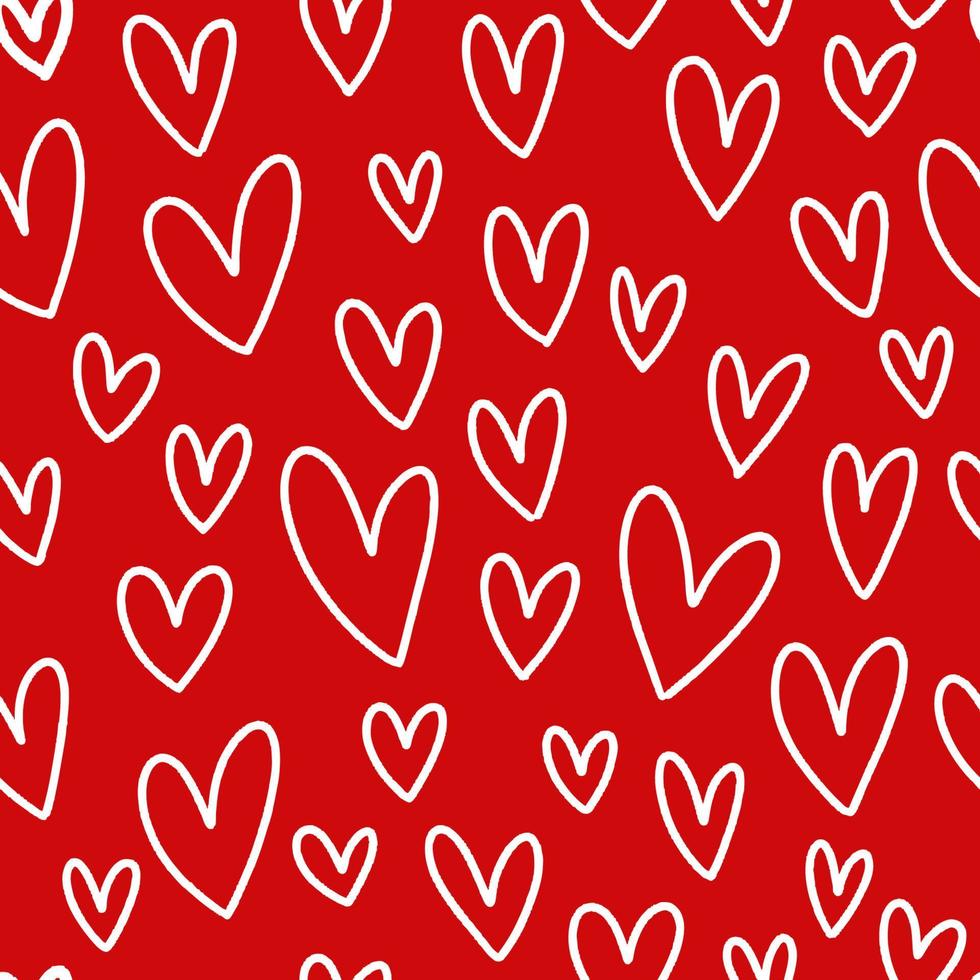 Corazones blancos sobre fondo rojo vector de patrón de seammles.