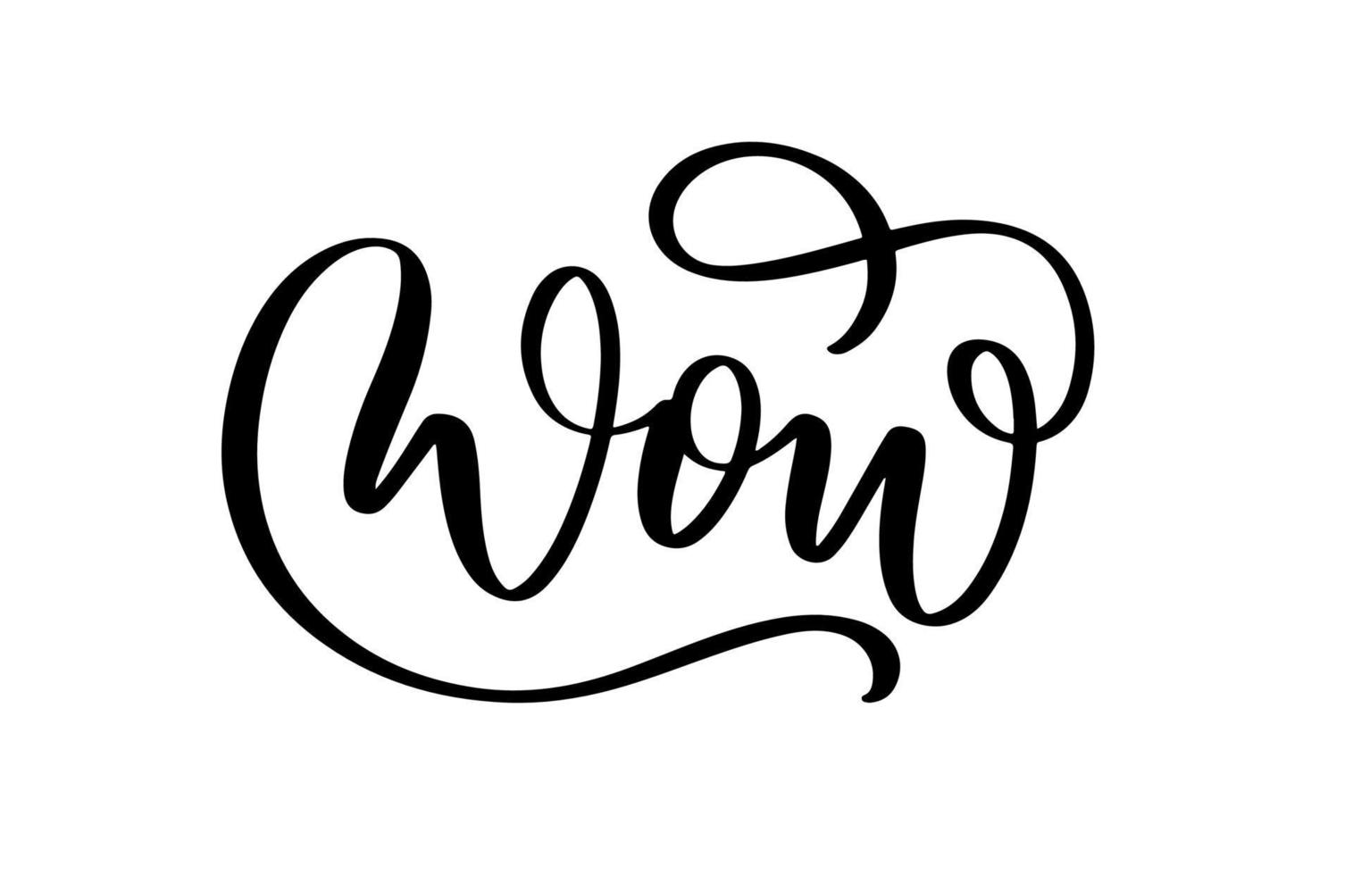 Wow. Simple brush lettering logo, hand sketched card, lettering sign. For menu, social media, Invitation, banner, postcard, posters. vector