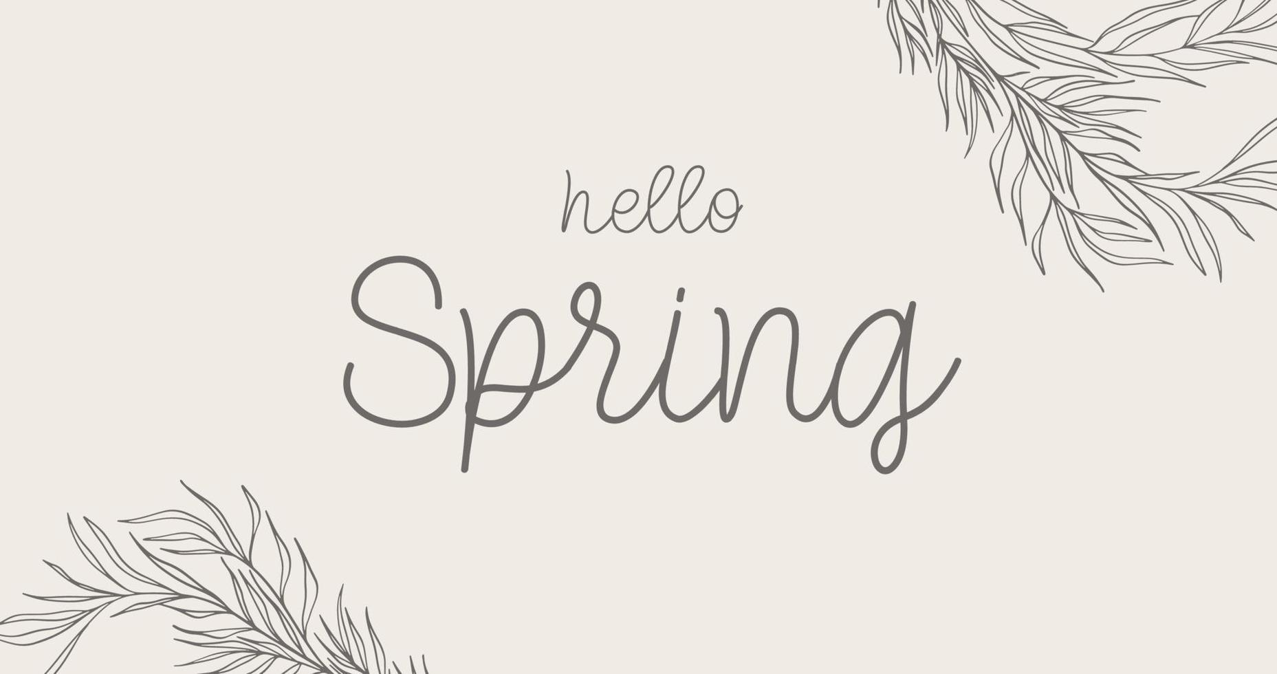 Hello Spring. Hand drawn calligraphy and brush pen lettering. design for holiday greeting card and invitation of seasonal spring holiday. vector