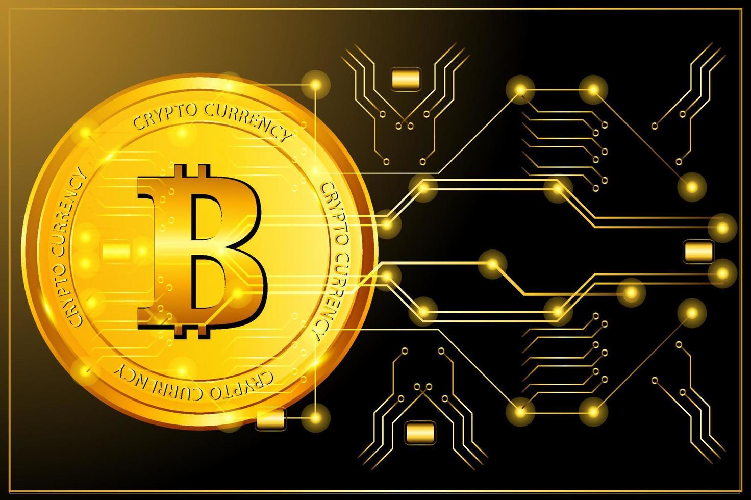 Bitcoin crypto currency with blockchain technology illustration vector