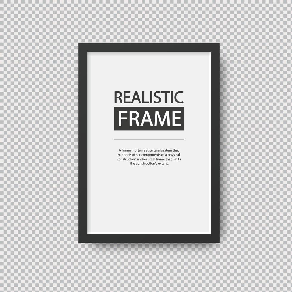Realistic vertical black frame on transparent background vector