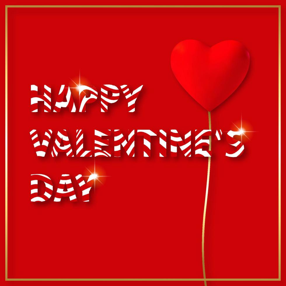 Happy Valentines day. Inscription with red wavy and shadow vector. vector