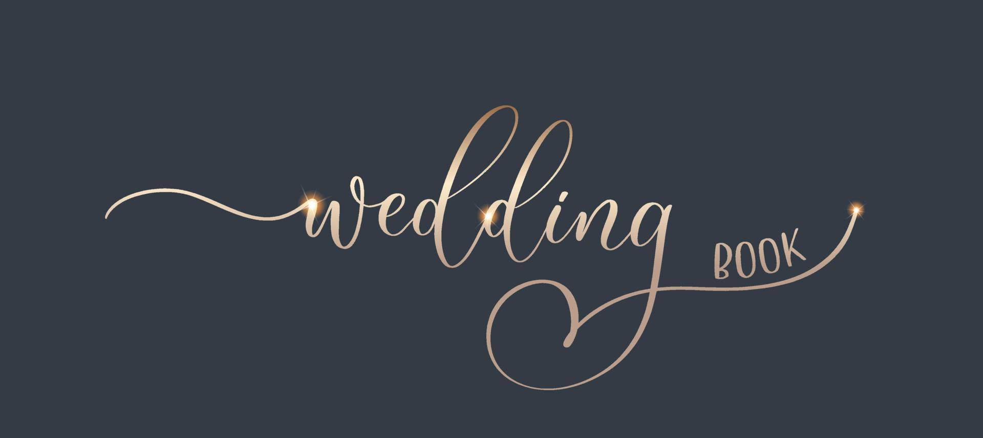 Wedding - gold calligraphic inscription for album, cover. vector