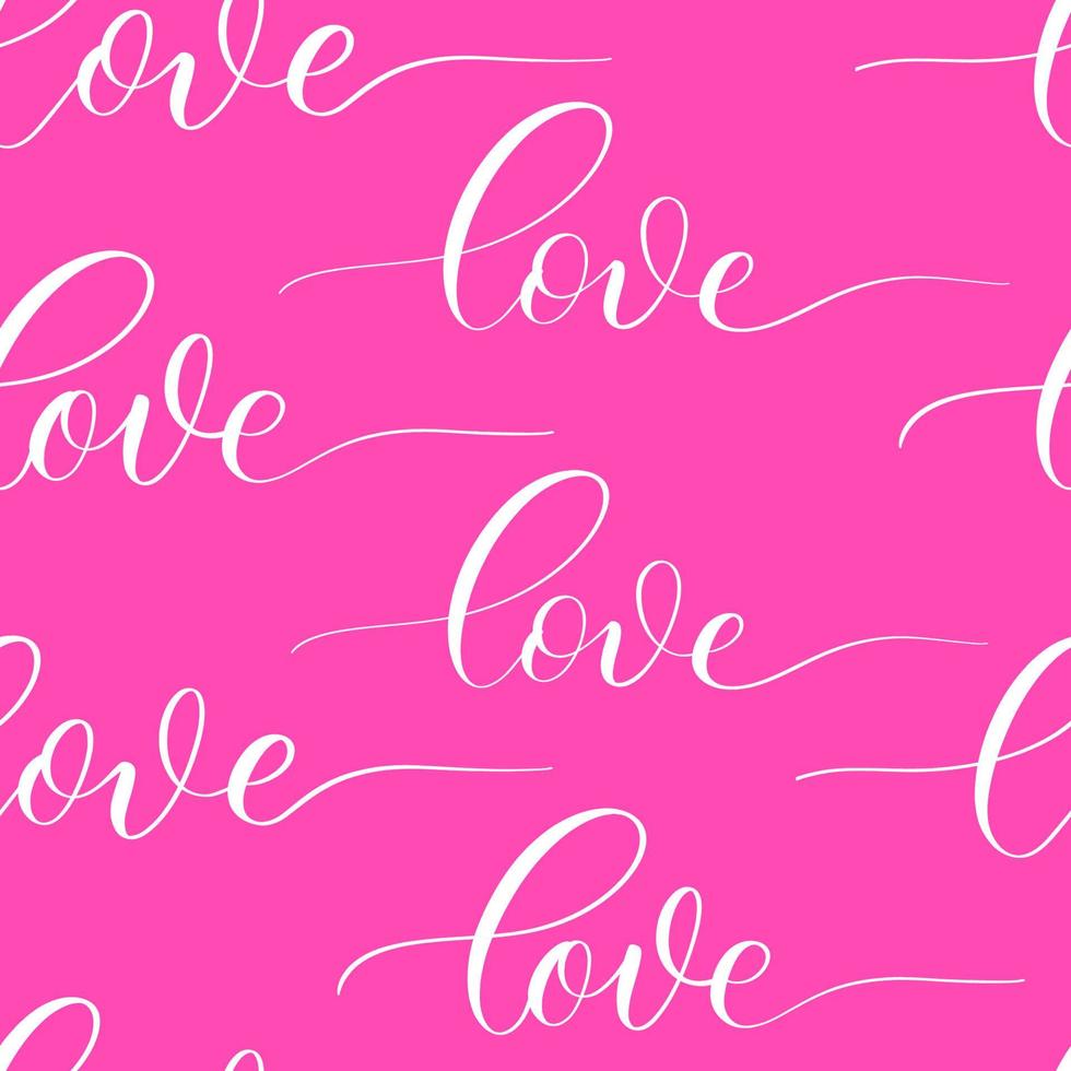 Pink background with calligraphy inscription vector Love.