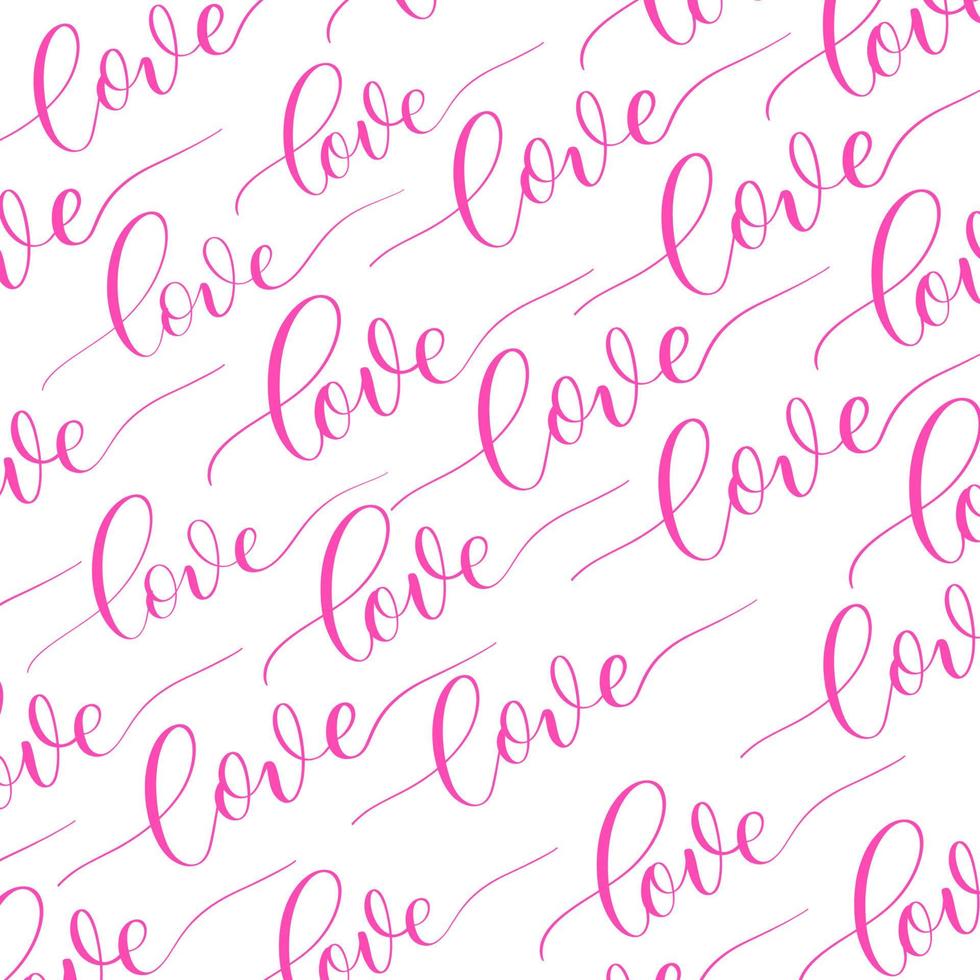 White background with pink calligraphy inscription Love. vector
