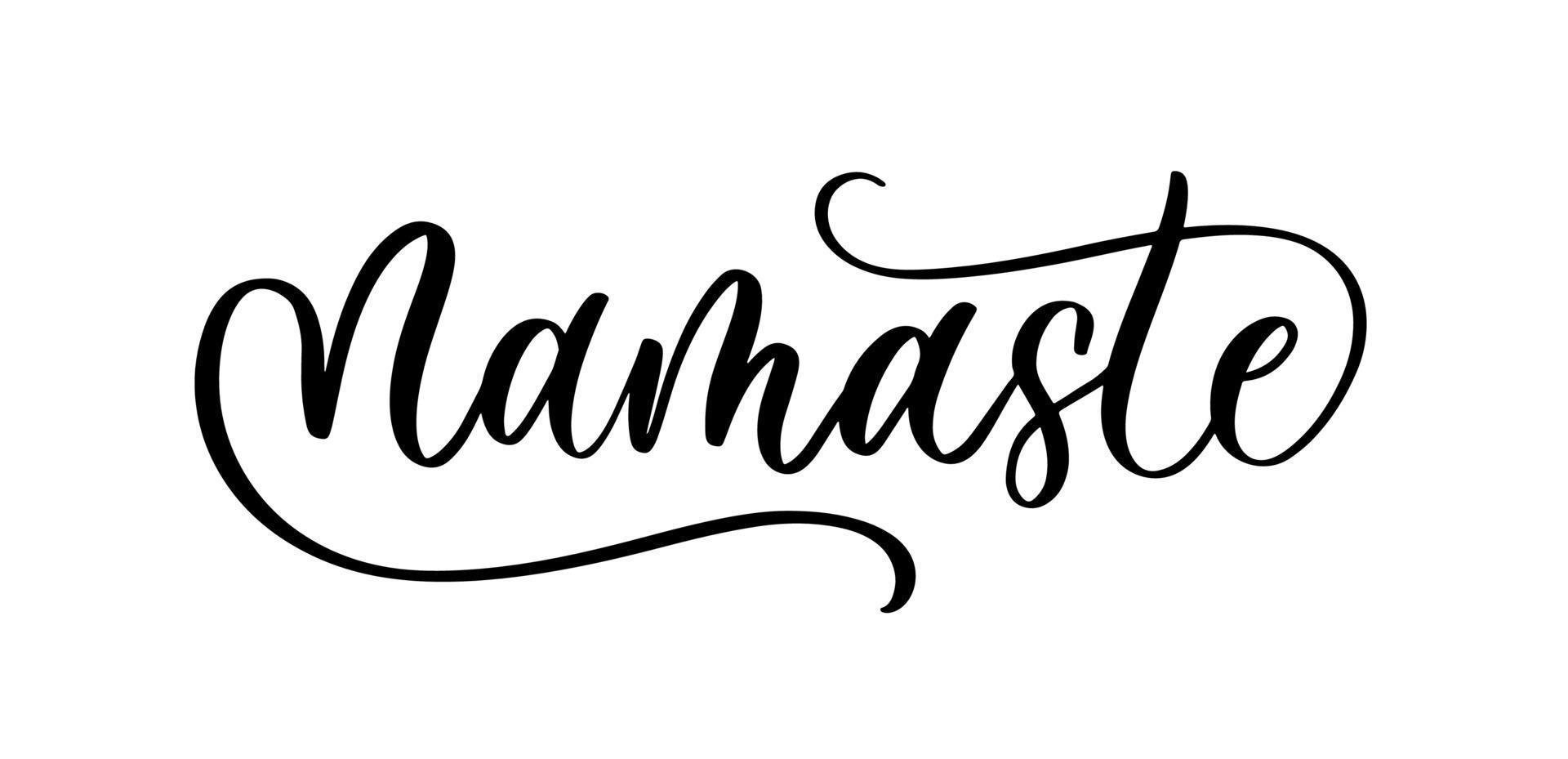 Namaste. Vector yoga illustration with lettering. Yoga, meditation, buddhism and hinduism theme.