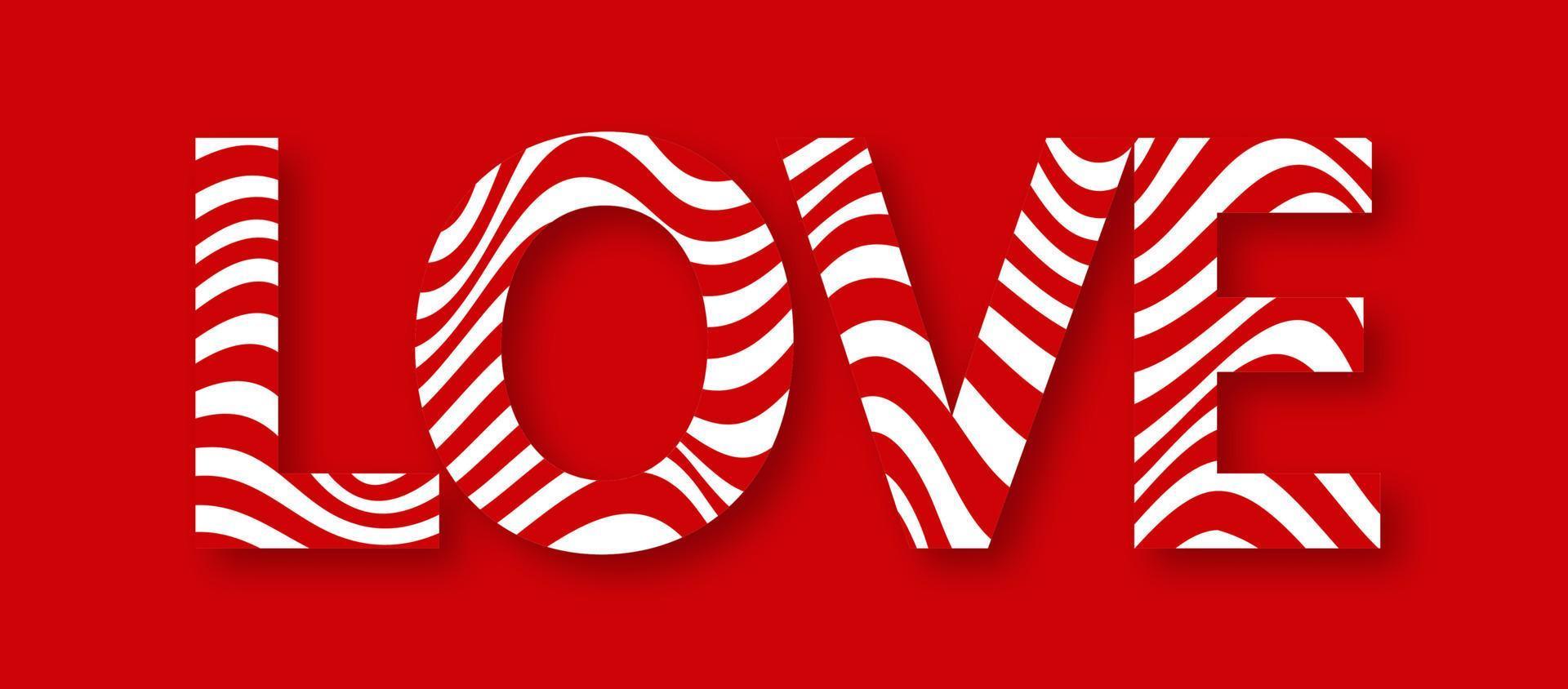 Love. Inscription with red wavy and shadow vector. vector