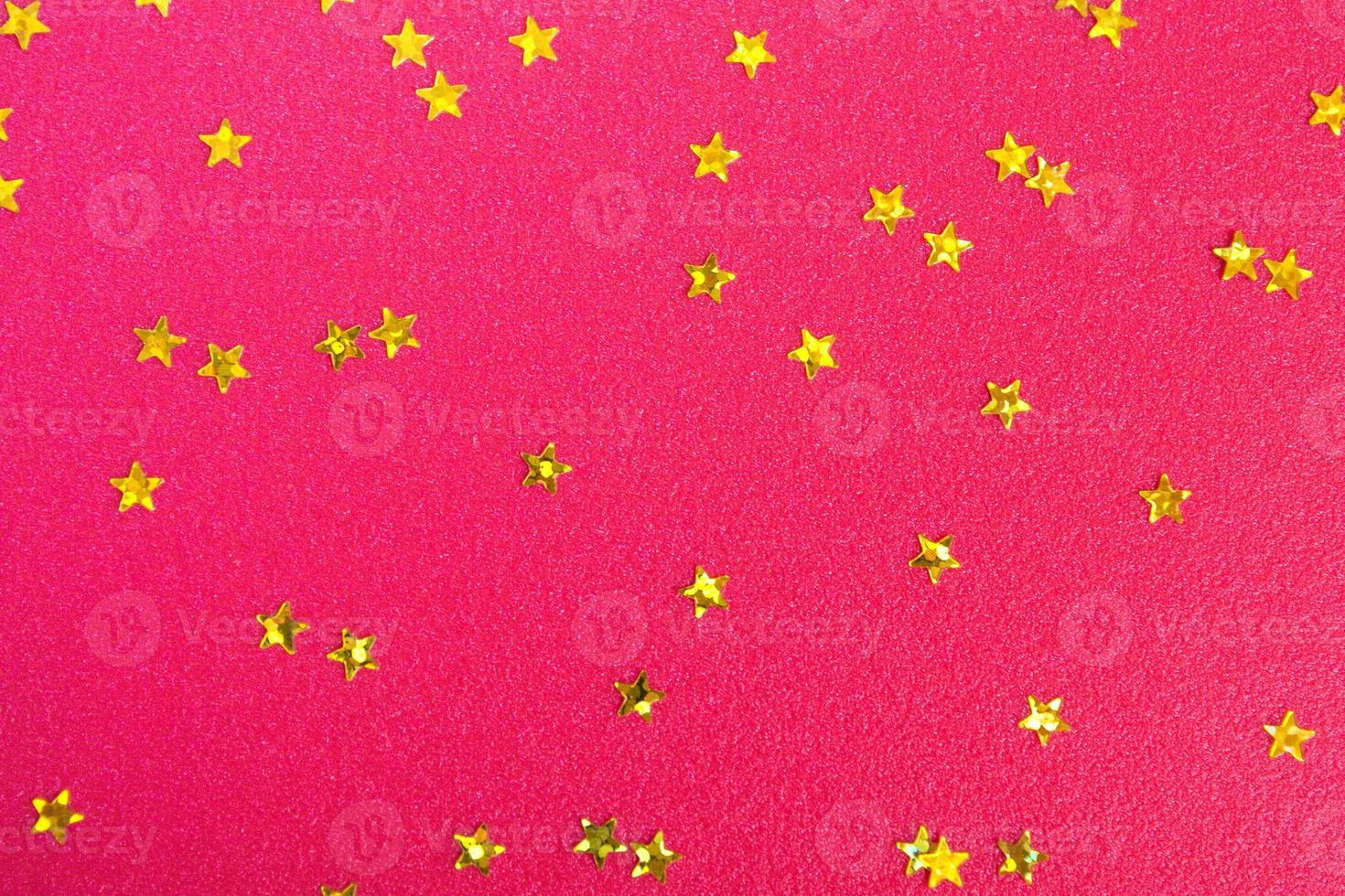 Red background in gold stars. Close up photo