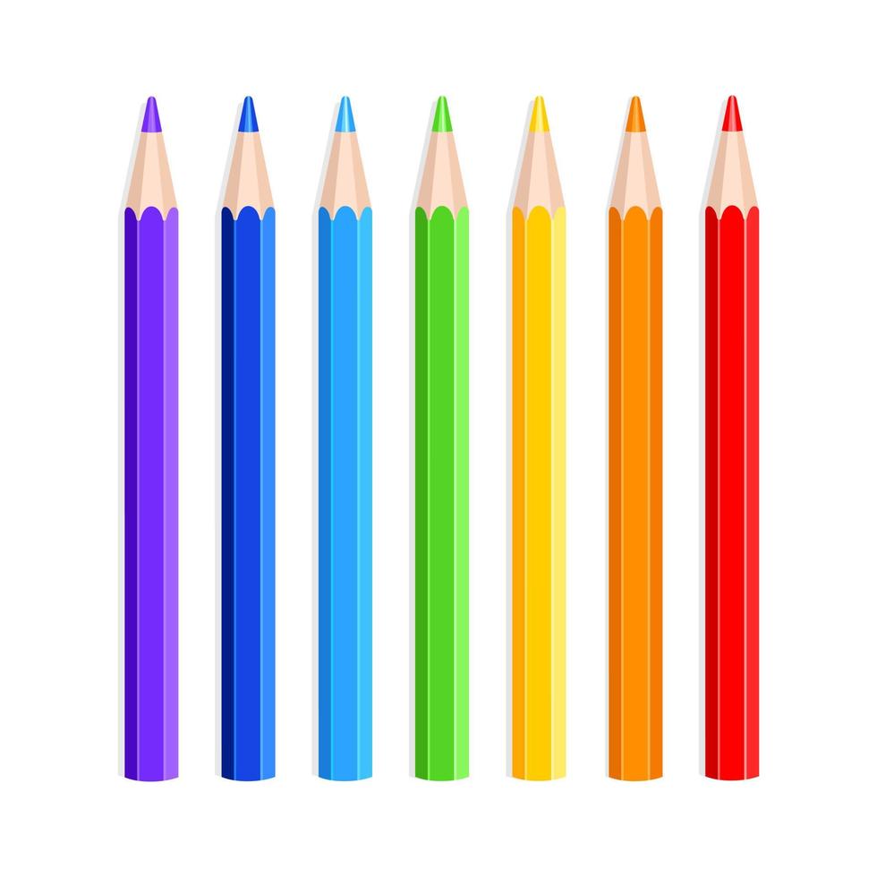 A set of colored pencils. Vector illustration on white background