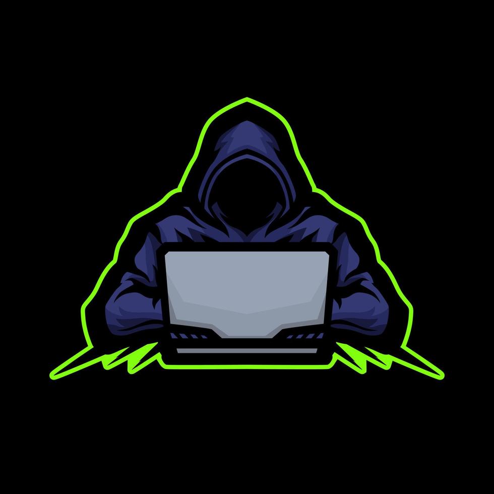 hacker e sport logo style vector