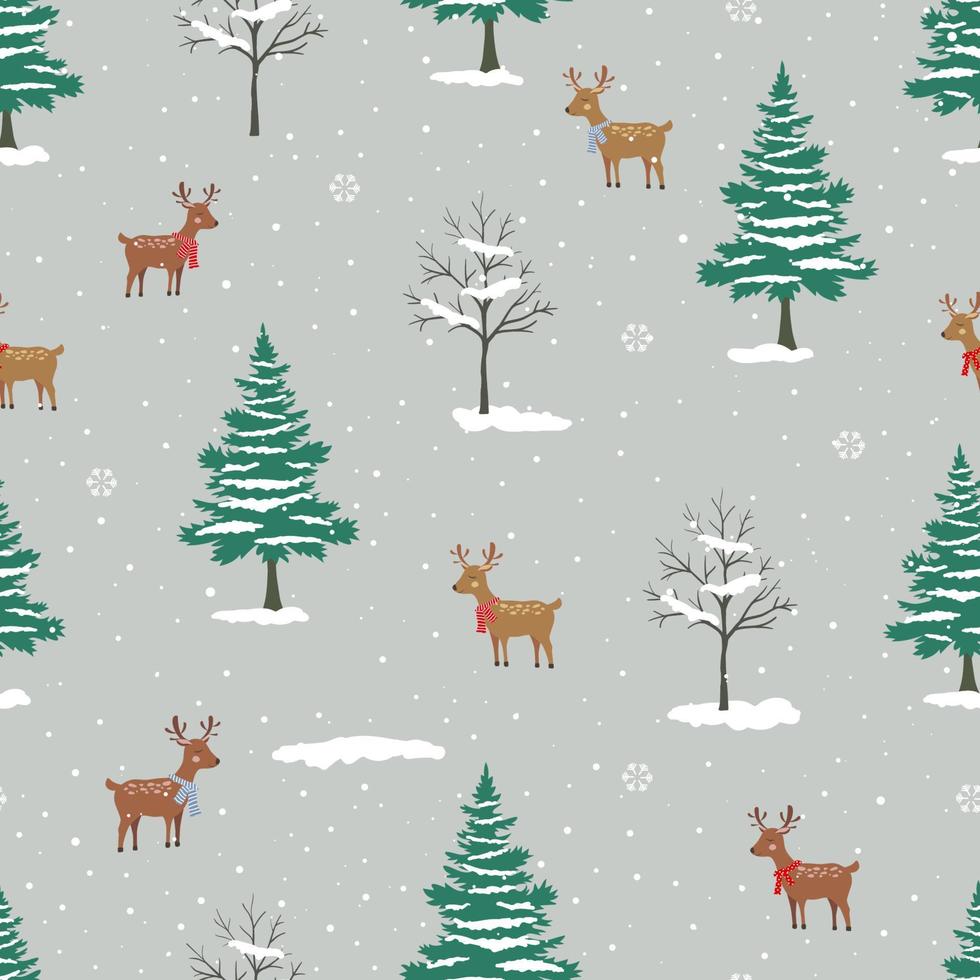 ciervos en invierno de patrones sin fisuras, para Navidad o año nuevo decorativo, tela, estampado textil o papel tapiz vector