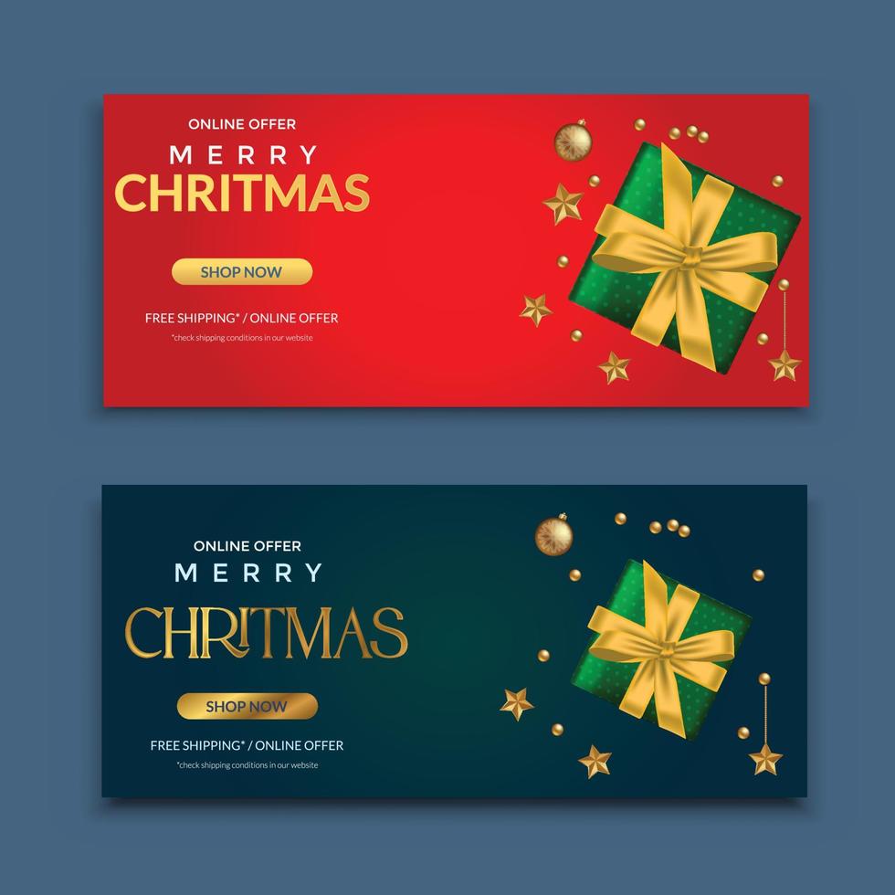 Red And dark blue golden christmas banners vector