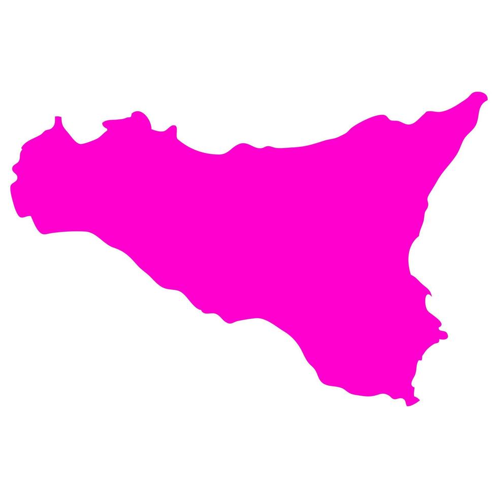 Mapa de Sicilia sobre fondo blanco. vector