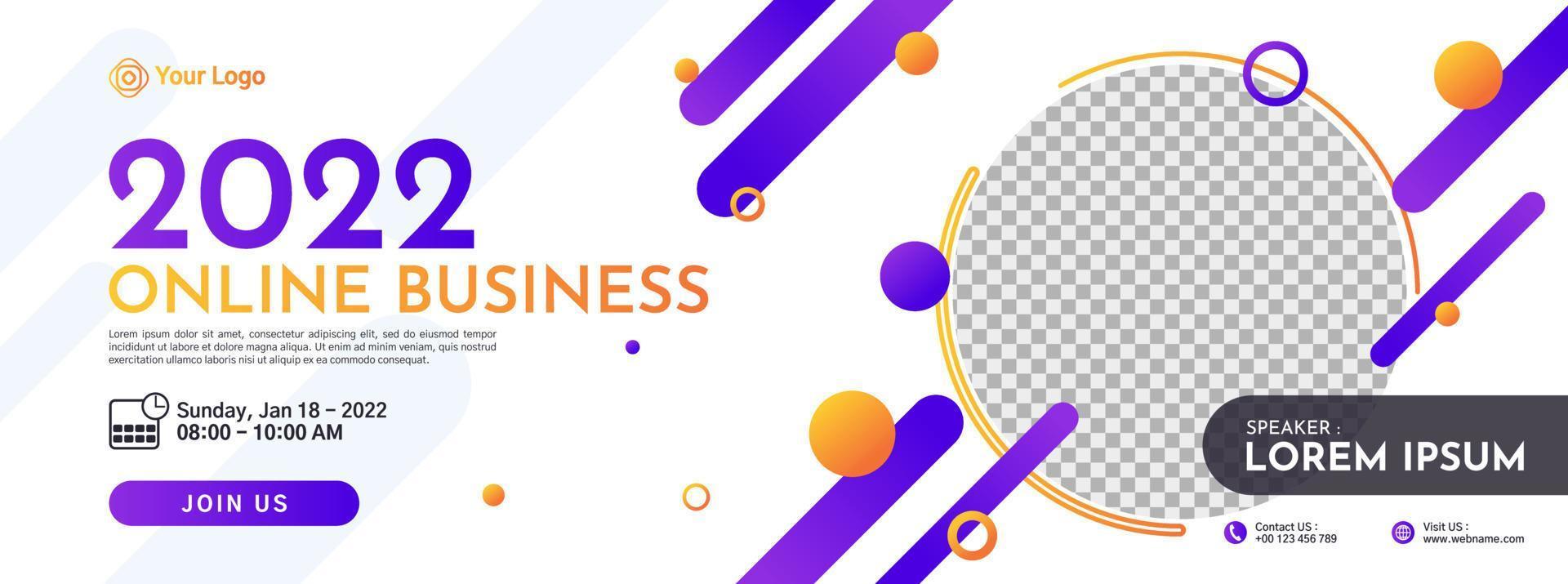 Business conference banner template design for webinar, marketing, online class program, etc vector