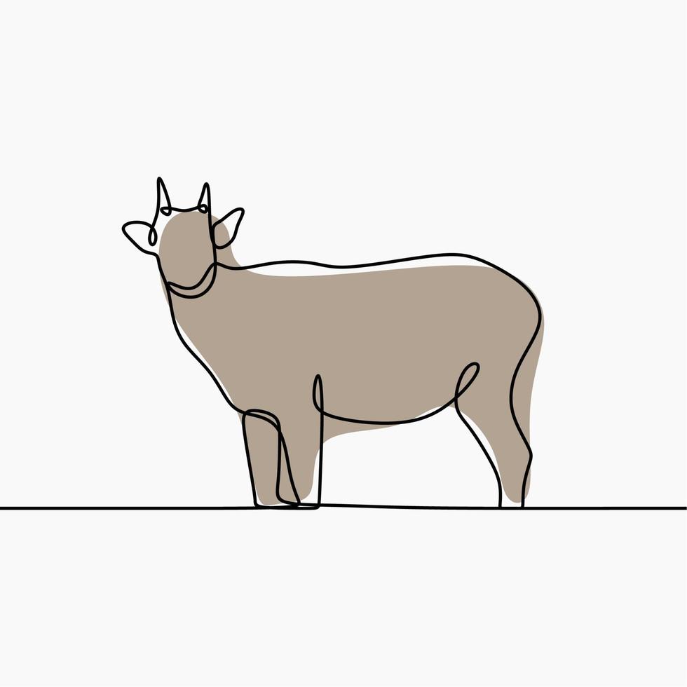 anoa animal en línea arte de línea continua vector