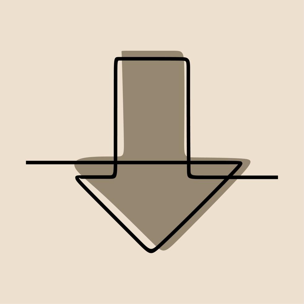 arrow bottom oneline continuous line art vector