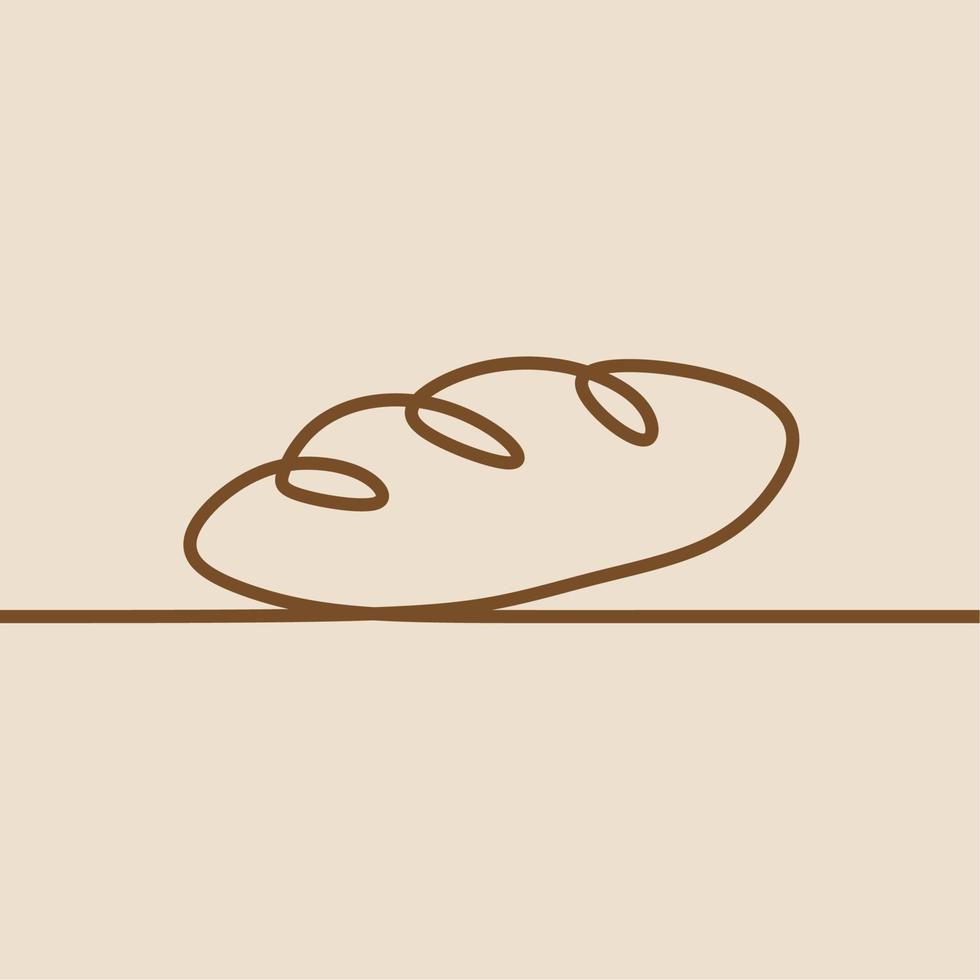 bake bread oneline continuous line art vector