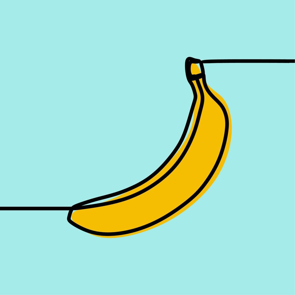 banana fruit minimal oneline continuous line art premium vector