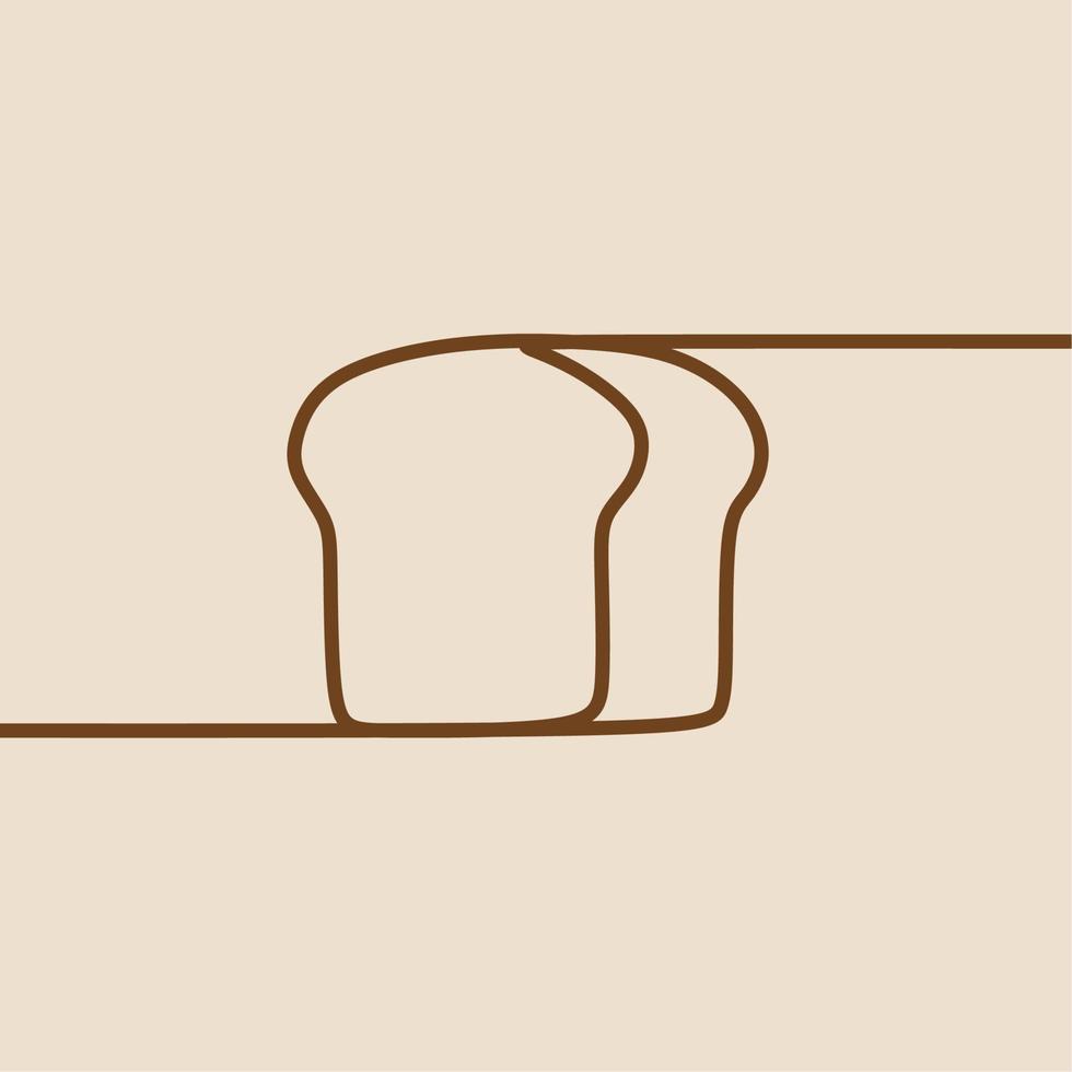 bake bread oneline continuous line art vector