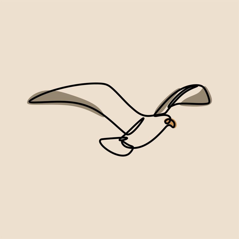 albatros pájaro animal en línea línea continua arte conjunto de vectores premium