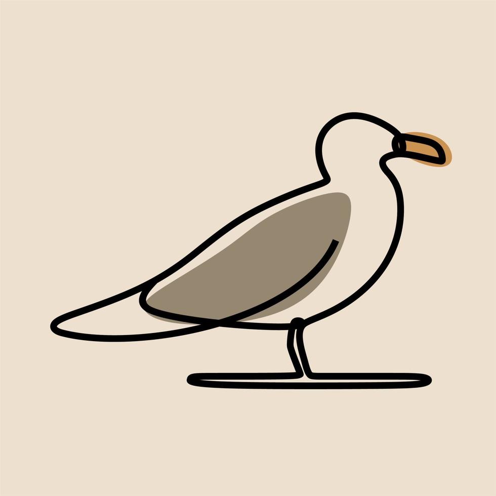 albatros pájaro animal en línea línea continua arte conjunto de vectores premium