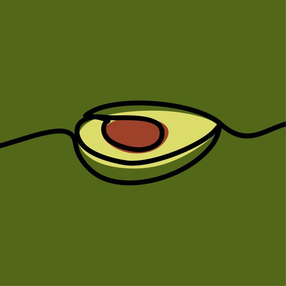 Arte de línea continua en línea de fruta de aguacate vector premium