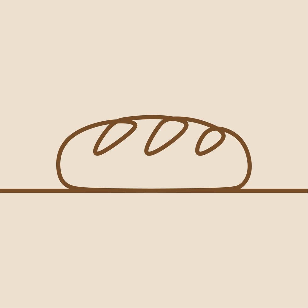 bake bread oneline continuous line art vector