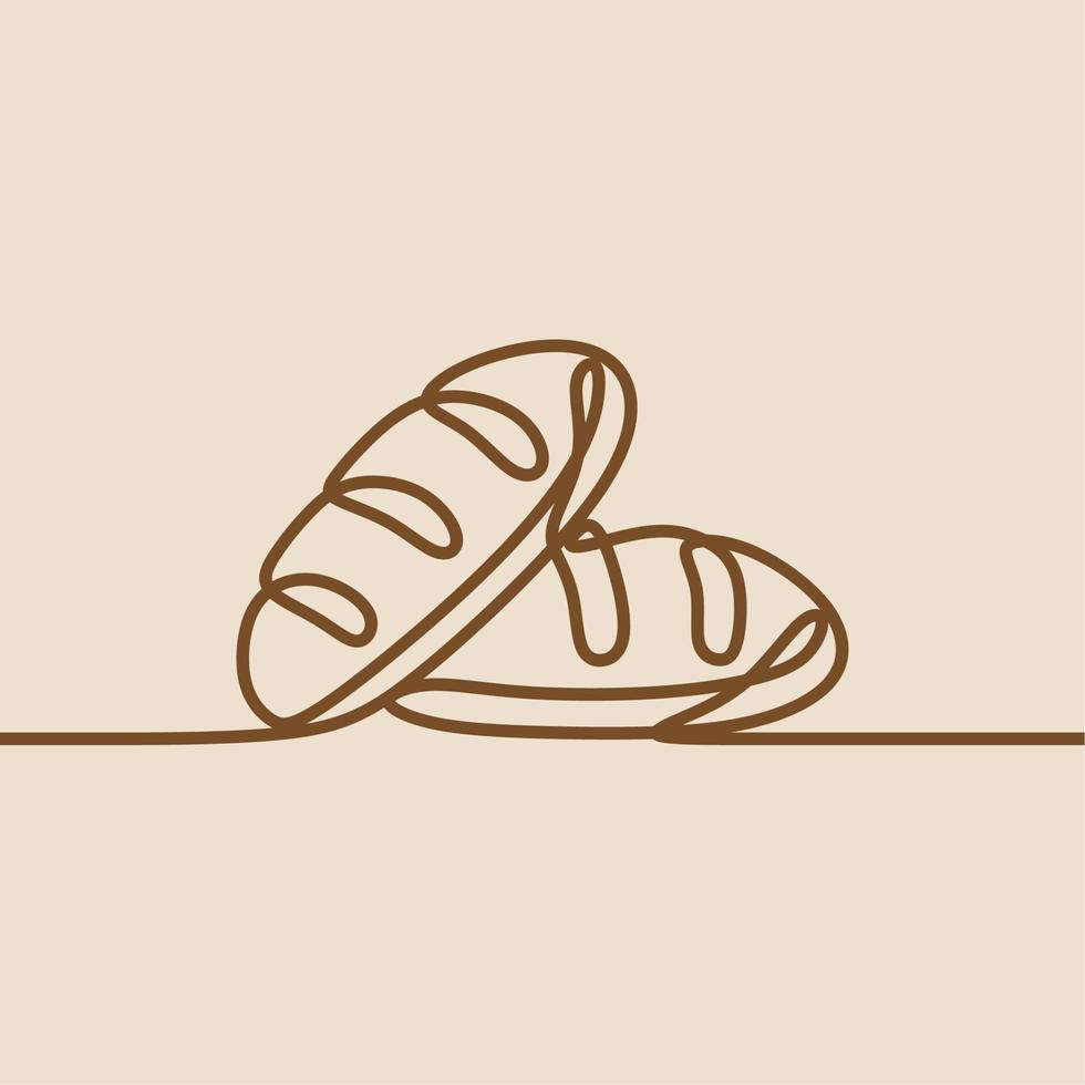 bake bread oneline continuous line art vector