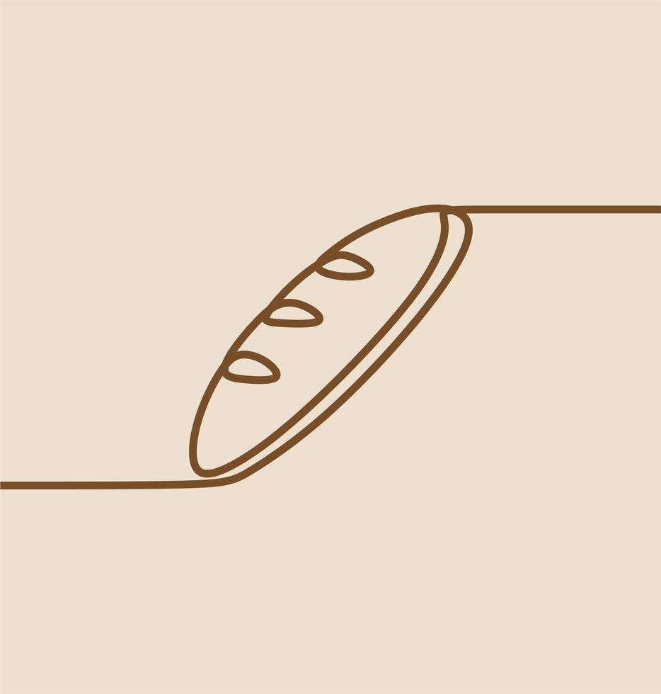 bake bread oneline continuous line art vector