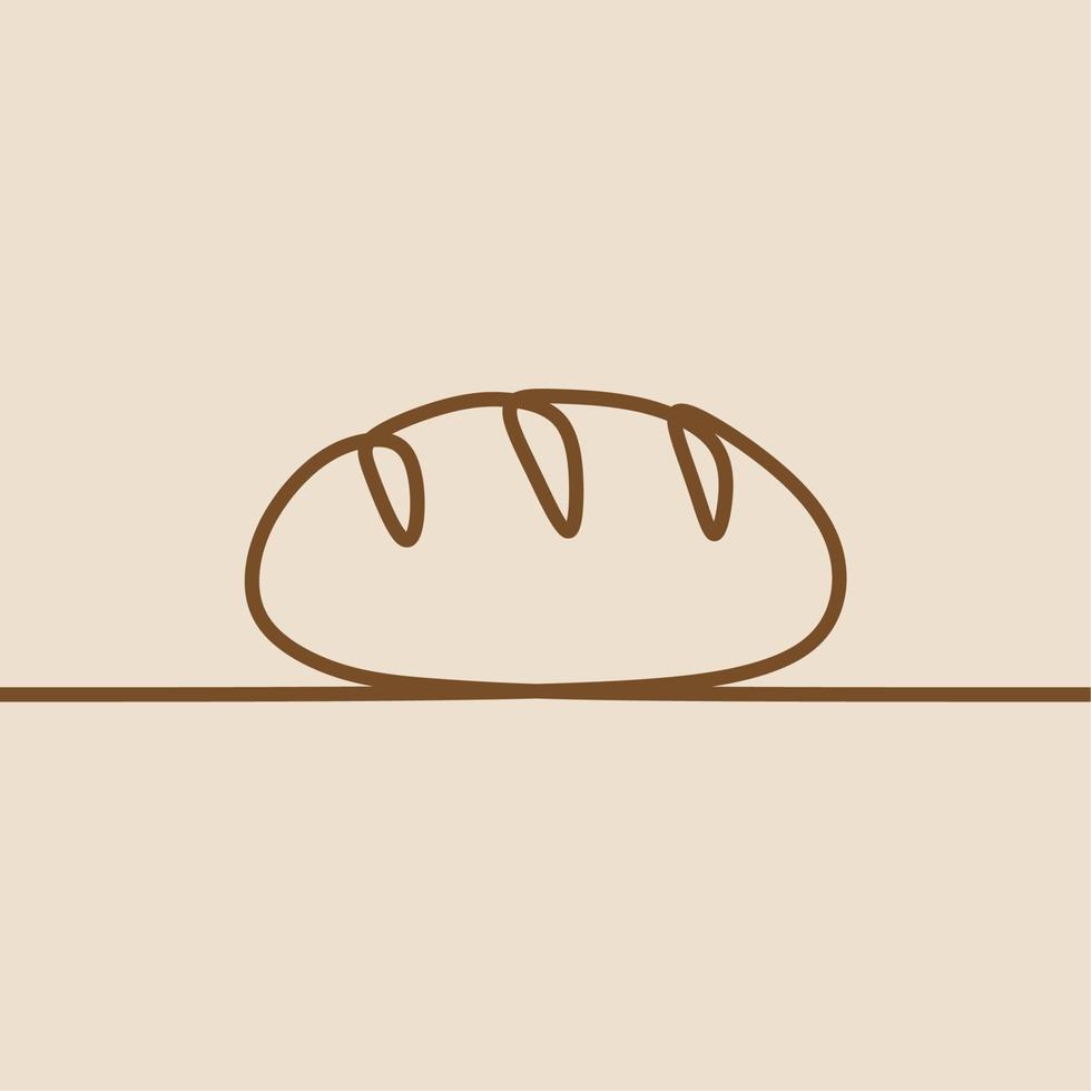 bake bread oneline continuous line art vector