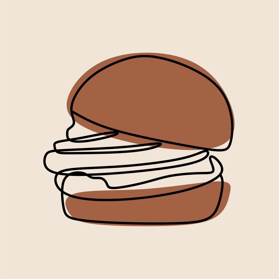 Burger oneline continuous line art vector