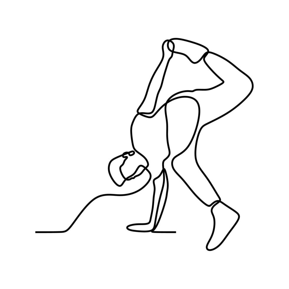 man boy do breakdance oneline continuous single line art vector