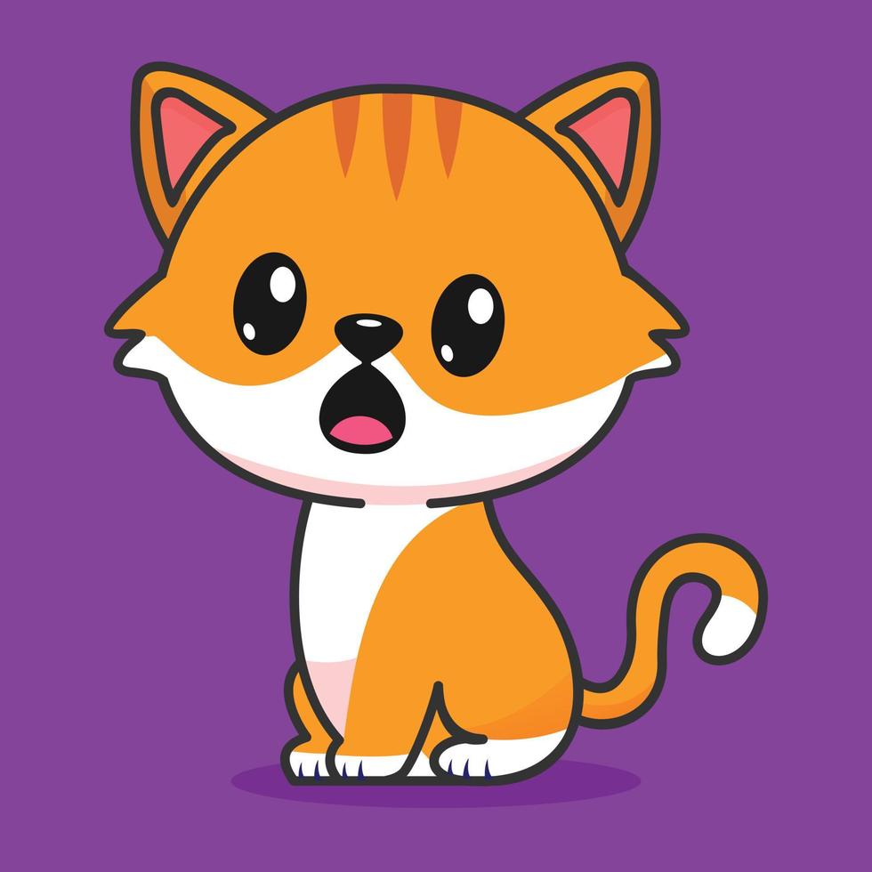 Ilustración de icono de vector de dibujos animados de gato