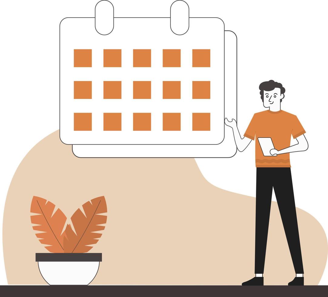 Month Concept Illustration With Presenter vector