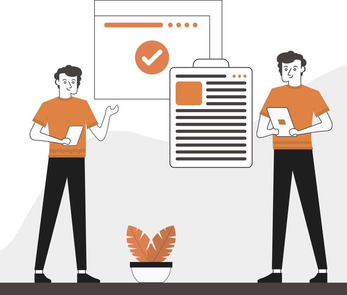 Two Man Standing And Doing Work Illustration vector