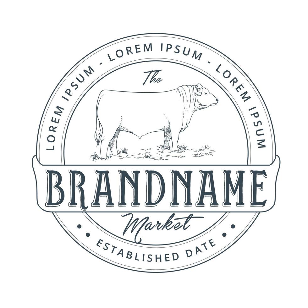 Cattle farm logo design template vector