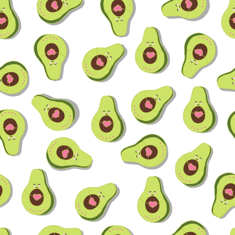 vector seamless pattern cute avocado with hearts. Background for stationery, fabrics, websites, packaging and invitation cards