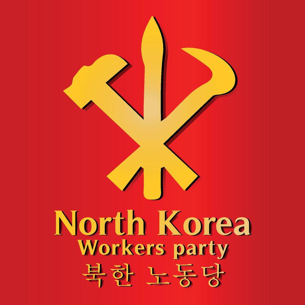 country red flag logo symbol north korea vector illustration