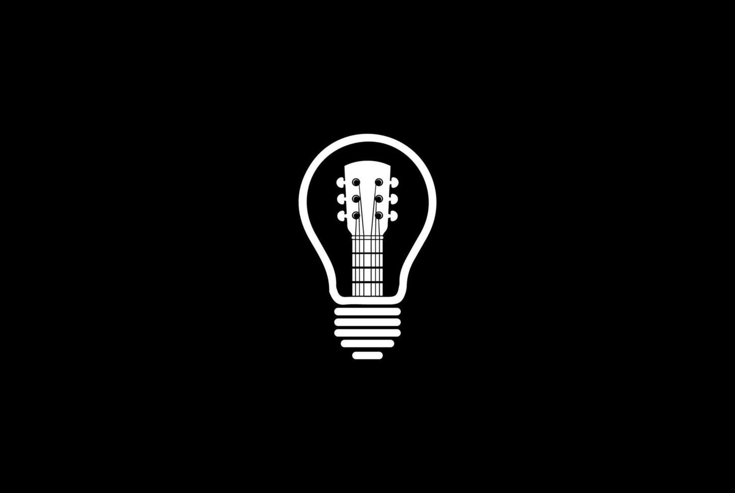 Vintage Retro Light Bulb Guitar Music Creative Idea Logo Design Vector