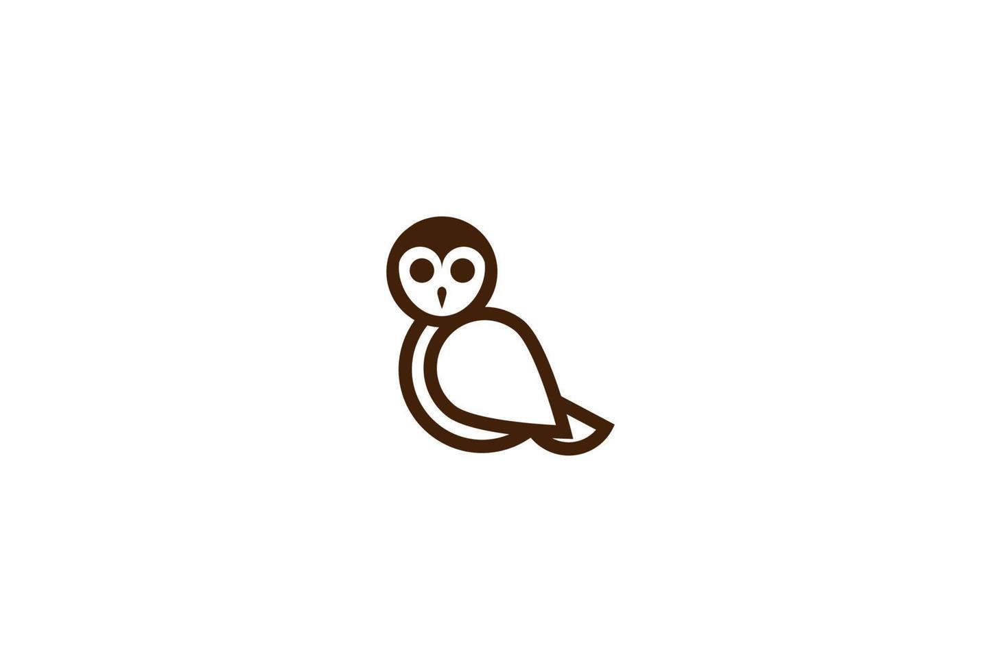 Simple Minimalist Owl Bird Face Line Outline Logo Design Vector