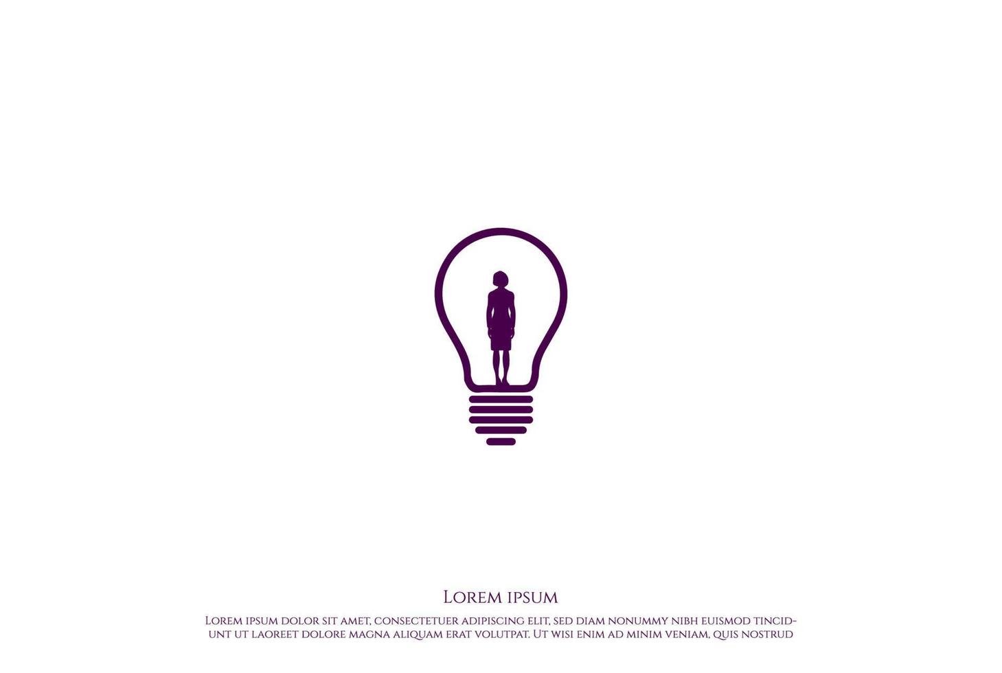 Woman Girl Female Lady Light Bulb Idea Creative Innovation Logo Design Vector