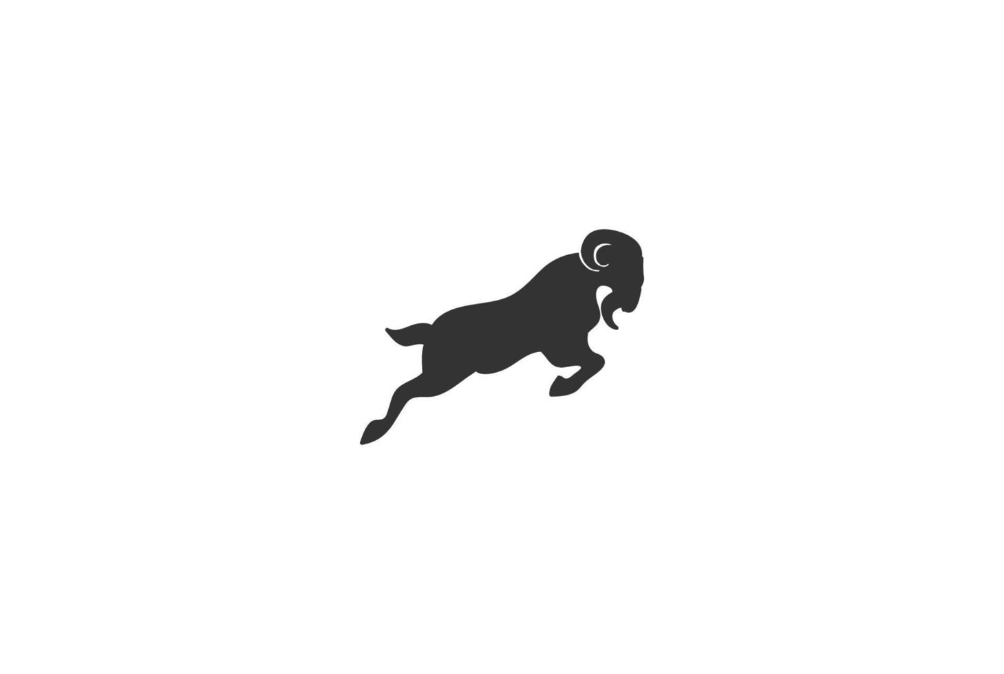 Simple Running Fast Goat Silhouette Logo Design Vector