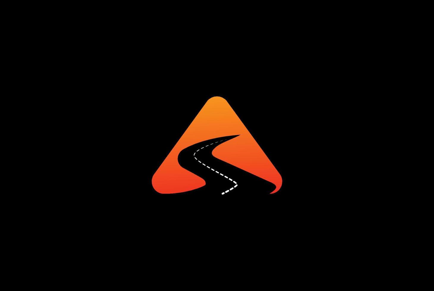 Simple Minimalist Triangle Mountain Hill Winding Street Road River Creek Logo Design Vector
