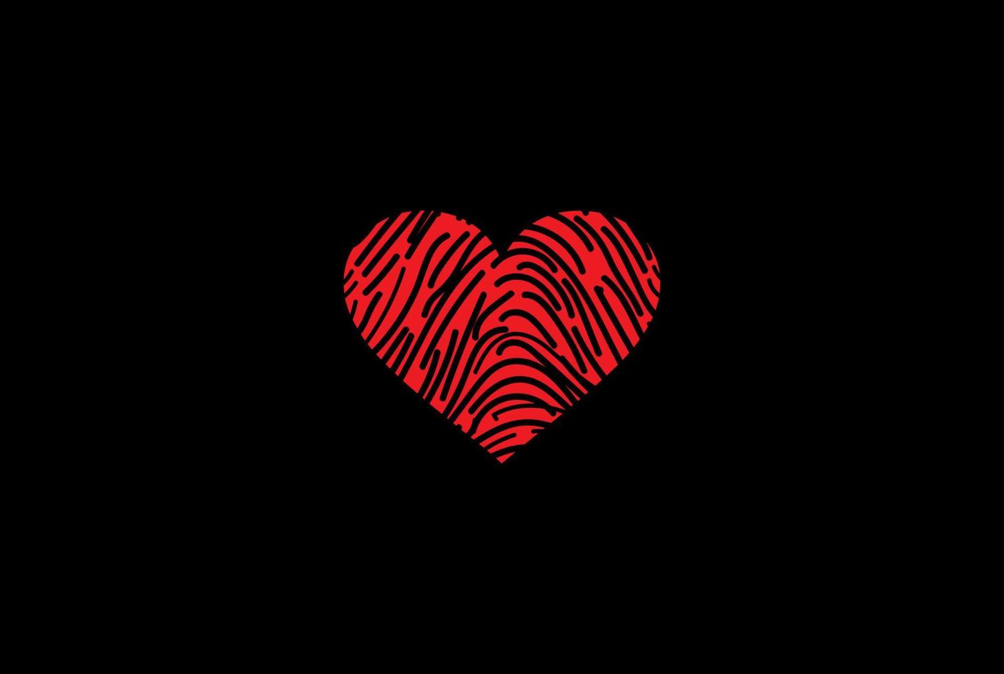 amor corazón huella digital seguro seguro secreto fuerte tecnología inteligente diseño de logotipo vector