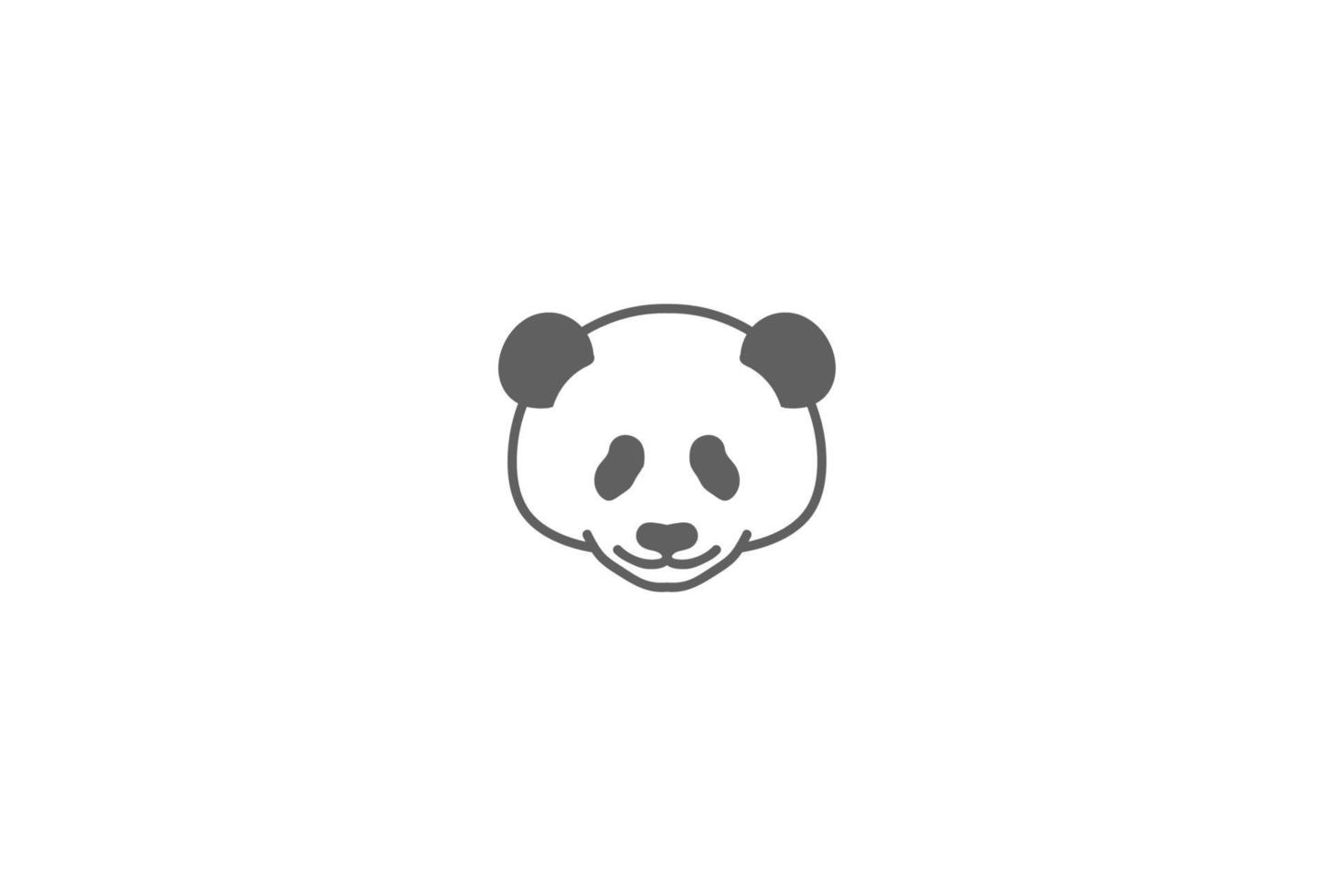Simple Minimalist Cute Silhouette Face Panda Logo Design Vector