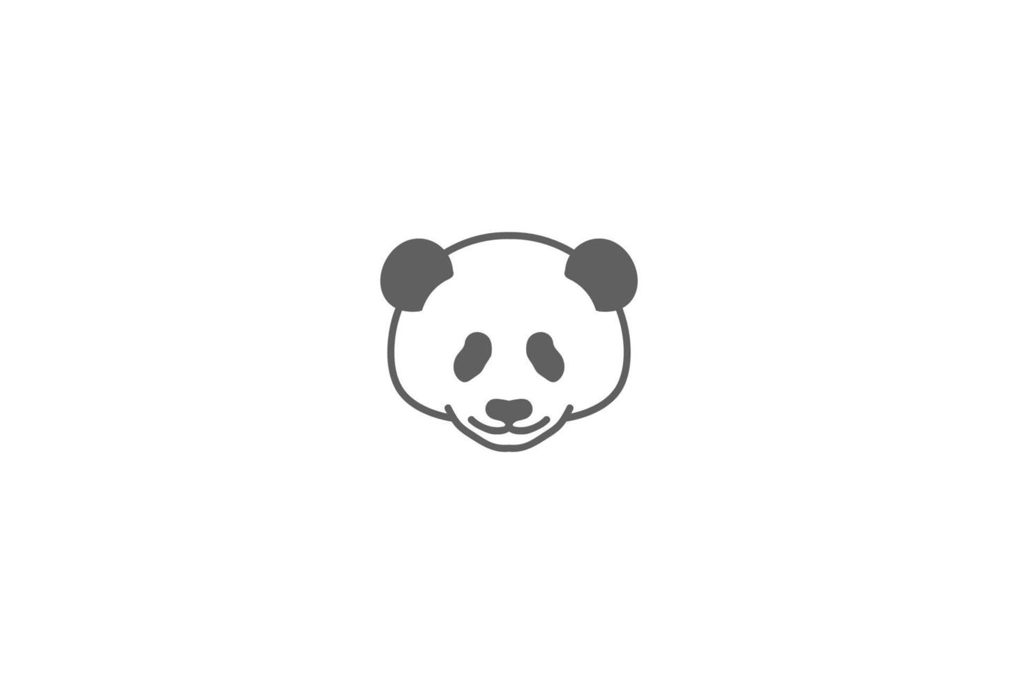 simple minimalista linda silueta cara panda logo diseño vector