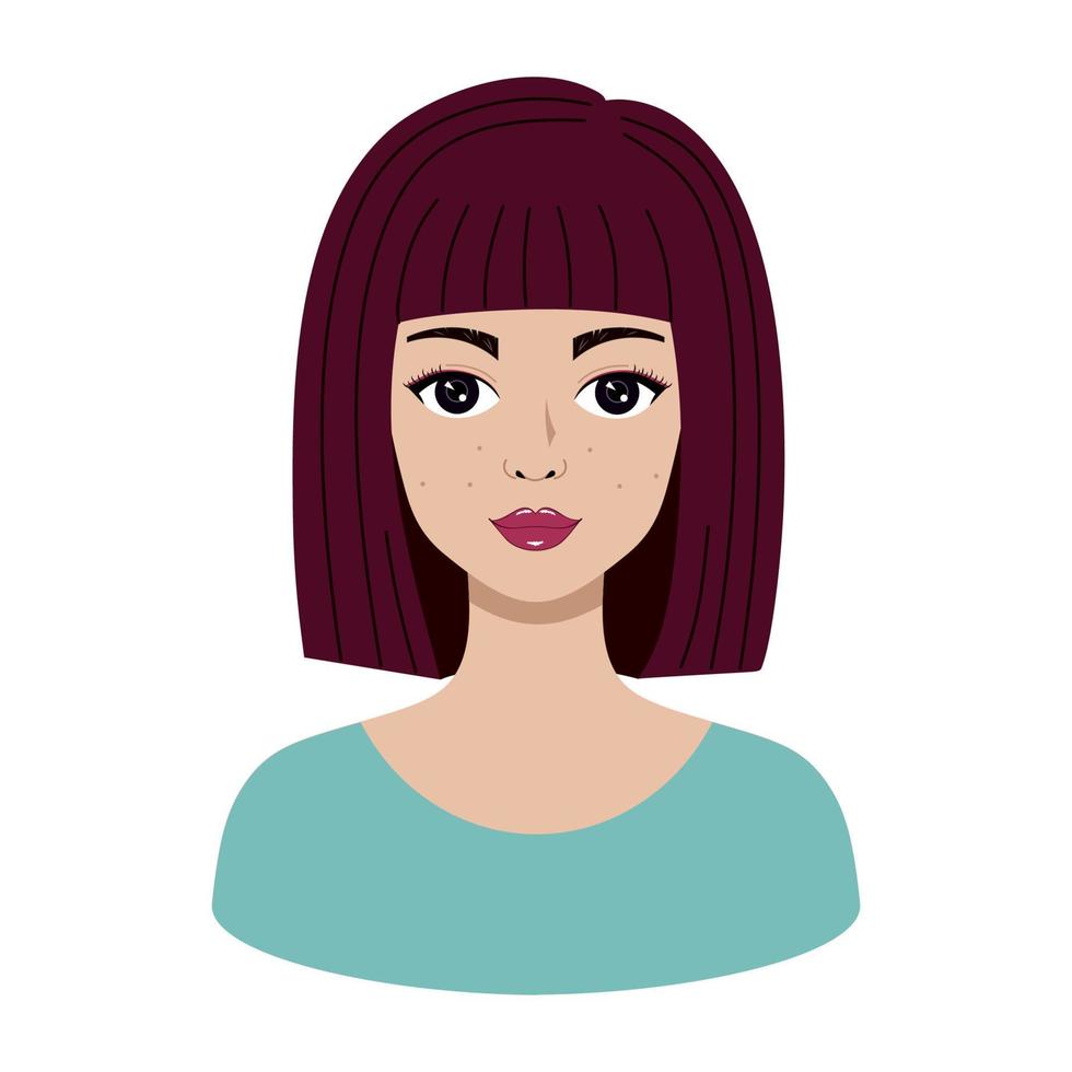 The woman is a brunette with a short haircut. An avatar with a beautiful girl. vector
