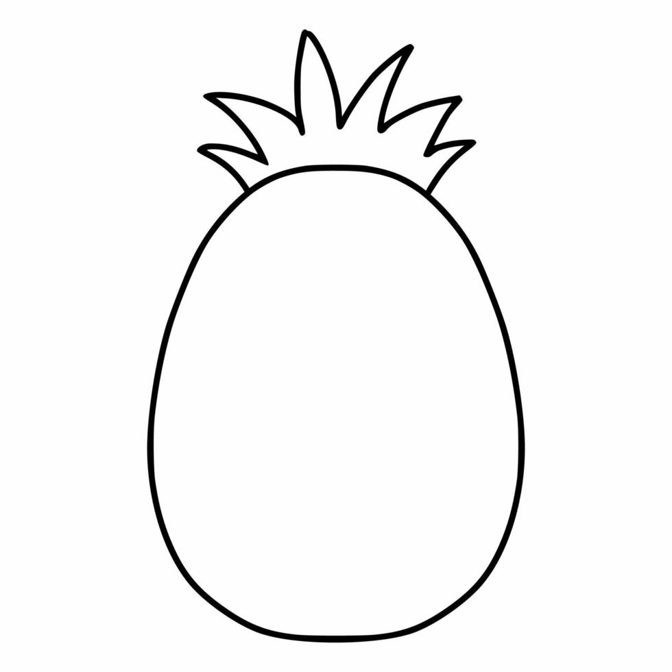 Drawing of a pineapple in the style of a doodle. Pineapple contour line. vector